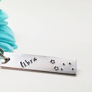 Libra Keychain, Custom Keychain, Constellation Keychain, Rectangle Keychain, October Birthday Gift, Astrology Keychain, Zodiac Sign Keychain