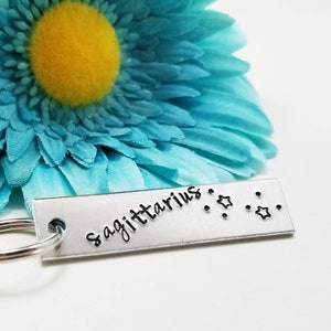 Sagittarius Keychain, Custom Keychain, Constellation Keychain, Rectangle Keychain, Horoscope Keychain, Astrology Keychain, Zodiac Sign Charm