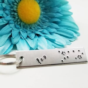 Leo Keychain, Custom Keychain, Constellation Keychain, Rectangle Keychain, Horoscope Keychain, Astrology Keychain Gift, Zodiac Sign Keychain