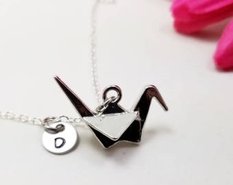 Paper Crane Necklace, Origami Pendant, 3D Necklace, Origami Necklace, Origami Crane Necklace, Crane Pendant, Origami Charm, Origami Jewelry