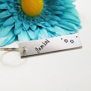 Gemini Keychain, Custom Keyring, Constellation Keychain, Birthday Keychain, Horoscope Keychain, Astrology Keychain, Zodiac Sign, Gemini