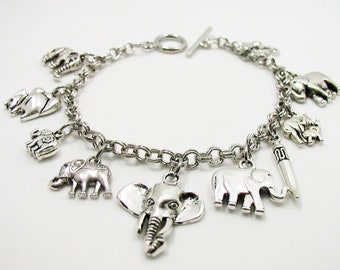 Elephant Charm Bracelet, Elephant Bracelet, Elephant Jewelry, Delicate Bracelet, Gifts Under 20, Elephant Tusk, Affordable Bracelet Gift