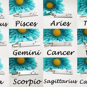 Zodiac Keychain, Custom Keychain, Constellation Keychain, Birthday Keychain, Horoscope Keychain, Astrology Keychain, Zodiac Sign,  GF gift