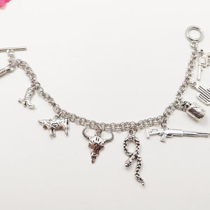 Cowboy Charm Bracelet, Cowboy Bracelet, Western Charm Bracelet, Delicate Bracelet, Rodeo Bracelet, Cowboy Lover Gift, Cowgirl Bracelet Gift