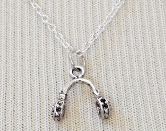 Headphone Necklace, Music Necklace, Tiny Necklace, Delicate Necklace, Music Lover Gift, Music Jewelry, Gifts Under 10, Best friend Necklace