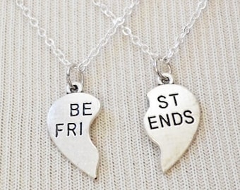 Matching Necklaces, Best Friends Necklace, Charm Necklace, Friendship Jewelry, Best Friend Heart, Girlfriend Necklace, Best Friends Hearts