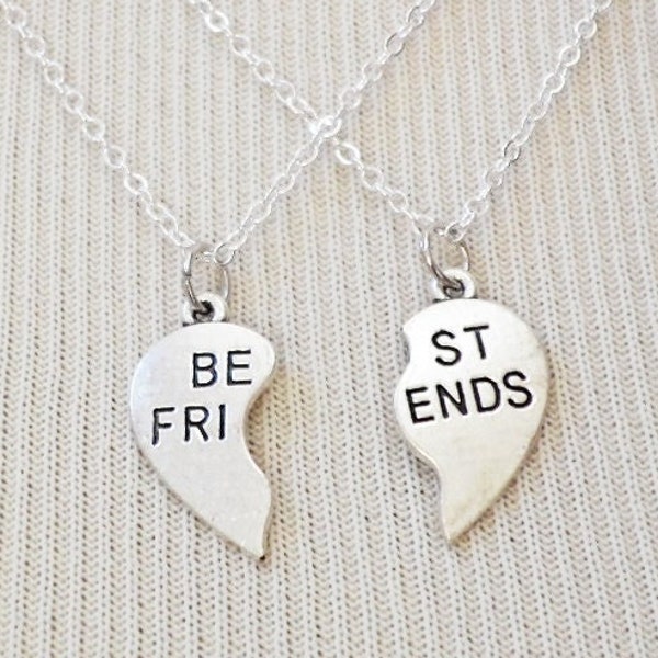 Matching Necklaces, Best Friends Necklace, Charm Necklace, Friendship Jewelry, Best Friend Heart, Girlfriend Necklace, Best Friends Hearts