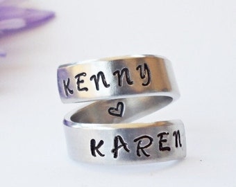 Custom Ring, Personalized Ring, Name Ring, Custom Ring, Adjustable Ring, Silver Ring, Custom Ring, Aluminum Ring, Hand Stamped Ring Jewelry