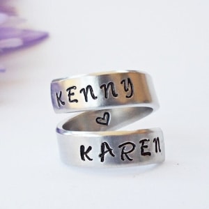 Custom Ring, Personalized Ring, Name Ring, Custom Ring, Adjustable Ring, Silver Ring, Custom Ring, Aluminum Ring, Hand Stamped Ring Jewelry