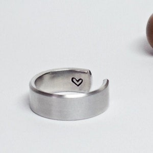 Secret Message Ring, Personalized Ring, Adjustable Ring Jewelry, Hand Stamped Ring, Girlfriend Gift, Aluminum Ring, Custom, Valentine Gift