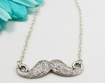 Mustache Necklace, Moustache Charm Necklace, Movember Charm, Geeky Gift Necklace, Hipster Necklace Gift, Silver Mustache, Mustache Jewelry