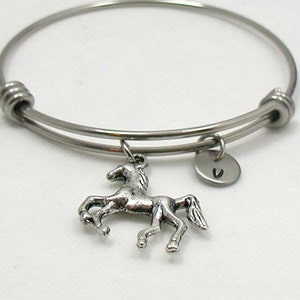 Horse Bracelet, Equestrian Bracelet, Initial Charm, Charm Bracelet, Initial Bracelet, Personalized Gift, Custom Bracelet, Horse Lover Gift