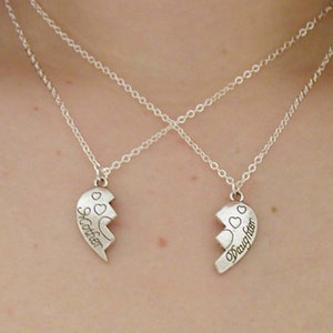 Mother Daughter Necklaces, Matching Heart Necklaces, Mother&#39;s Day Necklace, Mother Daughter Jewelry, Daughter Necklace, Mother&#39;s Day Gift