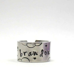 Custom Ring, Personalized Name Ring, Personalized Ring, Hand Stamped Ring, Name Ring, Mothers Ring, Adjustable Ring, Boyfriend Ring Gift