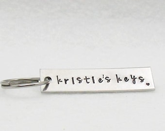 Personalized Keychain, Custom Name Keychain, Hand Stamped Keychain, Rectangle Keychain, Metal Keychain, Aluminum Keychain, Name Key Ring