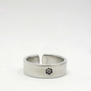 Snowflake Ring, Custom Ring, Personalized Name Ring, Personalized Ring Gift, Hand Stamped Ring, Name Ring, Adjustable Ring, Girlfriend Gift