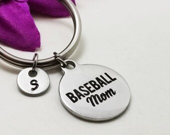 Baseball Keychain, Mom Key Chain, Initial Keychain, Personalized Keychain, Initial Key Ring, Baseball League Key Ring, Customized Keychain