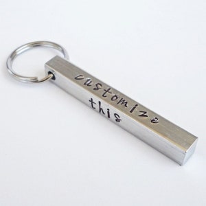 Aluminum Bar Keychain, Personalized Keychain, Custom Keychain, Hand Stamped Keychain, Aluminum Keychain, Bar Keychain Gift, Silver Keychain