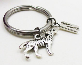 Wolf Keychain, Wolf Charm Keychain, Initial Keychain, Personalized Keychain, Initial Key Ring, Personalize Gift, Howling Wolf, Wildlife Gift