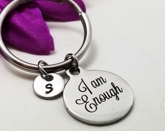 I Am Enough Keychain, Friendship Keychain, Initial Keychain, Personalized Keychain, Initial Key, Best Friend Key Ring, Gift For Her Keychain