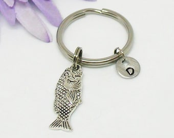 Fish Keychain, Fish Key Chain, Initial Keychain, Personalized Keychain, Fish Key Ring, Customized Keychain, Sporting Keychain, Bass Fishing