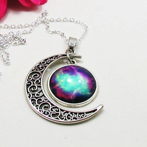 Galaxy Necklace, White Nebula Necklace, Nebula Necklace, Solar System Necklace Gift, Universe Necklace, Outer Space Necklace, Galaxy Jewelry