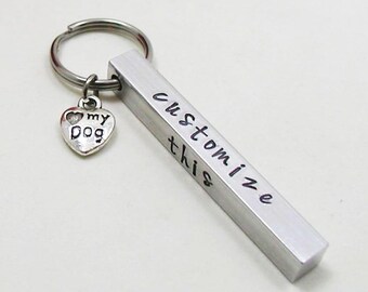 Love My Dog Key Chain, Aluminum Bar Keychain, Personalized Keychain, Custom Keychain, Aluminum Keychain, Dog Lover Keychain, Animal Lover