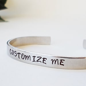 Custom Bracelet Cuff, Personalized Bracelet, Custom Cuff, Handstamped Cuff, Gift for Mom, Aluminum Cuff, Customized Gift, Personalized Cuff image 2