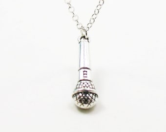 Microphone Necklace, Microphone Charm Necklace, Microphone Pendant, Musician Charm, Vocalist Necklace, Singer Charm, Lead Singer Necklace