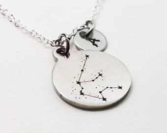 Silver Aquarius Necklace, Zodiac Necklace, Astrology Necklace, Constellation Jewelry, Aquarius Charm, Zodiac Jewelry, Birthday Necklace Gift