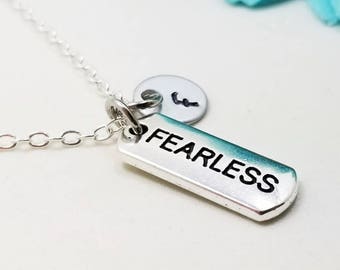 Fearless Necklace, Fearless Pendant, Inspirational Necklace, Faith Necklace, Bar Necklace, Best Friend Necklace Gift, Inspirational Jewelry