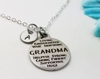 Grandma Necklace, Personalized Necklace, Initial Necklace Gift, Quote Necklace, Gift For Grandma, Gift for Grandmother, Special Grandma Gift