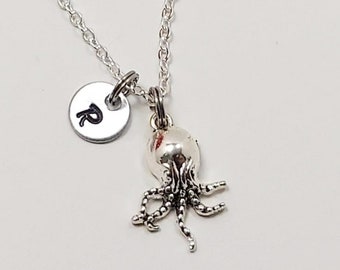 Silver Octopus Necklace, Octopus Pendant, Nautical Necklace, Octopus Charm, Octopus Jewelry, Sea Life Charm, Marine Life Charm, Ocean Charm
