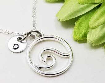 Ocean Wave Necklace, Surfing Pendant, Tiny Wave Necklace, Surfer Necklace Gift, Rip Tide Necklace, Storm Necklace Gift, Ocean Wave Jewelry