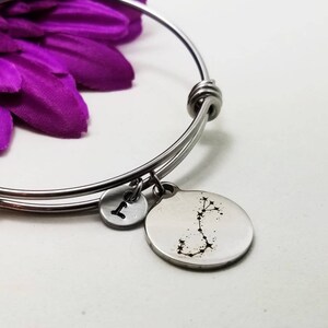 Scorpio Bangle, Zodiac Bangle, Initial Charm, Charm Bracelet, Scorpio Bracelet, Personalized Gift, Custom Bangle, November Birthday Gift