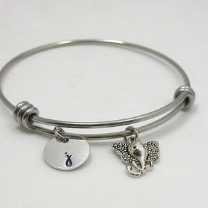 Elephant Bracelet, Elephant Jewelry, Initial Charm, Best Friend Charm Bracelet, Initial Bracelet, Personalized Gift, Elephant Bangle Gift