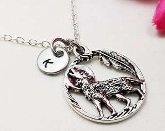 Wolf Pendant, Wolf Necklace, Wolf Jewelry, Tiny Necklace, Howling Wolf Necklace, Best Friend Gift, Animal Lover Gift, Gift For Mom, GF gift