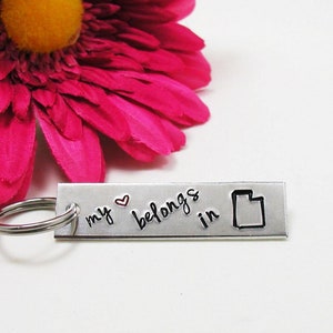 State Keychain, Utah Keychain, Long Distance Relationship Keychain, Best Friend Keychain, State Of Utah, Couples Keychain, Military Keychain
