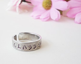 Graduation Ring, Personalized Ring, Adjustable Ring, Handstamped Ring, Grad Gift, Aluminum Ring, Adjustable Ring, Class Ring Jewelry Gift