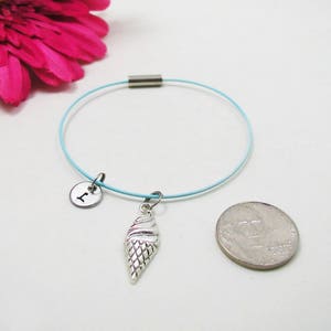 Ice Cream Cone Bracelet, Ice Cream Bangle, Initial Charm, Ice Cream Jewelry, Initial Bracelet, Custom Bracelet, Ice Cream Charm Bracelet image 2