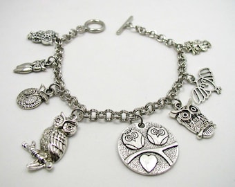 Owl Charm Bracelet, Owl Bracelet, Owl Lover Charm Bracelet, Wise Owl Gift, Delicate Bracelet, Owl Jewelry, Gifts Under 20, Affordable Gift