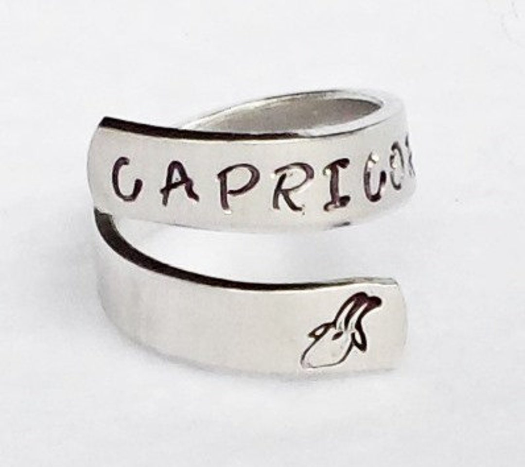 Capricorn Ring, Personalized Ring, Custom Ring, Hand Stamped Ring ...