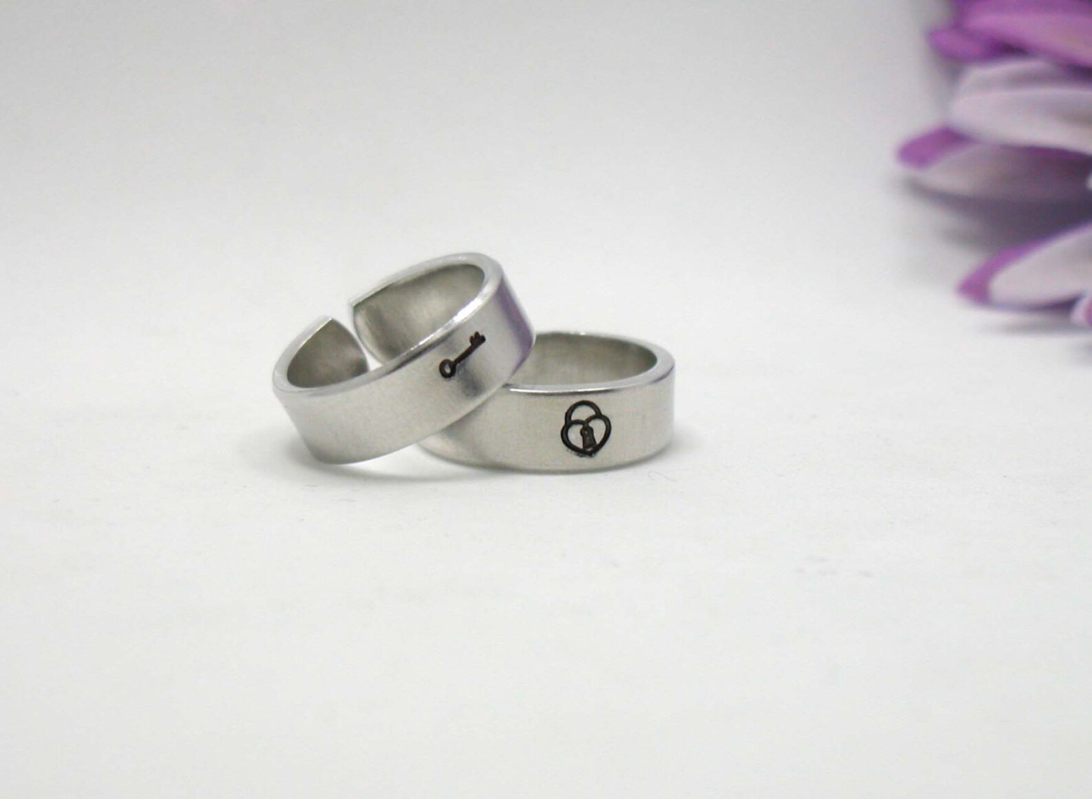 Lock and Key Rings Two Personalized Rings Key and Lock Etsy