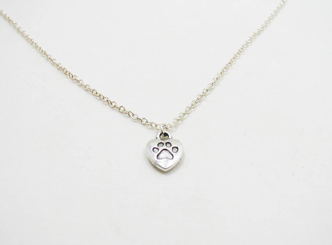 Love My Dog Necklace Charm Necklace Tiny Paw Necklace Etsy