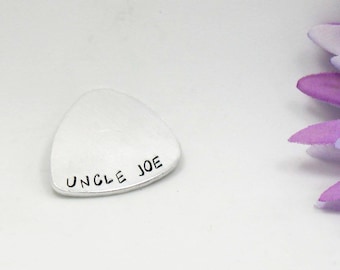 Personalized Guitar Pick, Father's Day Gift, Hand Stamped Guitar Pick, Aluminum Pick, Gift For Him, Custom Guitar Pick, Stamped Pick Gift