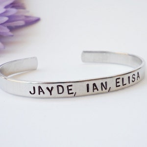 Custom Bracelet Cuff, Personalized Bracelet, Custom Cuff, Handstamped Cuff, Gift for Mom, Aluminum Cuff, Custom Bracelet, Monogram Bracelet