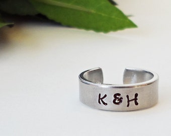 Personalized Initial Ring, Personalized Ring, Custom Initial Ring, Handstamped Ring, Name Ring, Mothers Ring, Adjustable Ring, Ring Jewelry