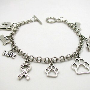 Dog Charm Bracelet, Dog Bracelet, Dog Lover Charm Bracelet, Delicate Bracelet, Dog Jewelry, Gifts Under 20, Affordable Gift, Puppy Charms