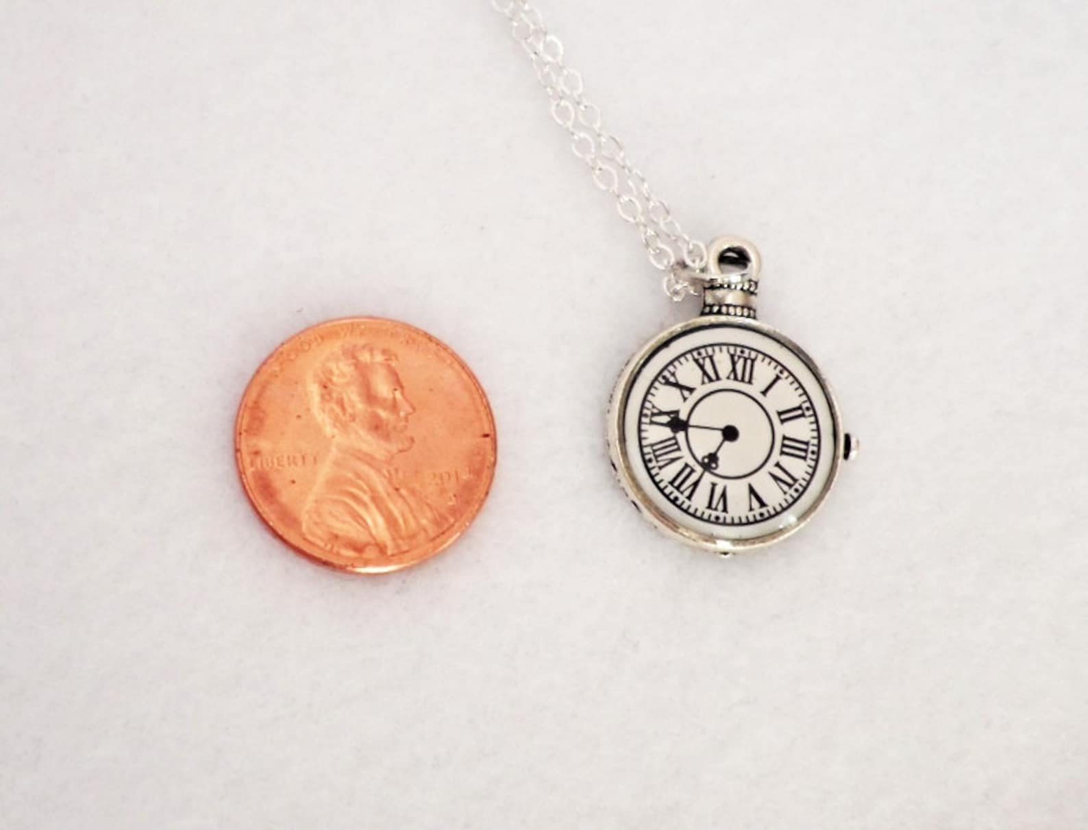 Clock Necklace Charm Necklace Tiny Necklace Delicate Etsy