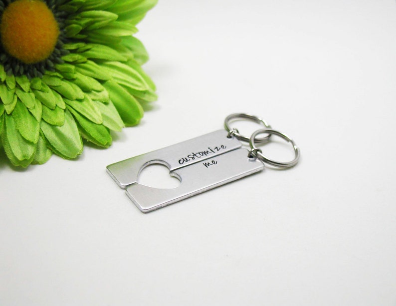 Personalized Keychain Set, Custom Keychain, Engraved Keychain, Couples Keychain, His And Her Keychain, Personalized Gift, Wedding Party Gift image 5